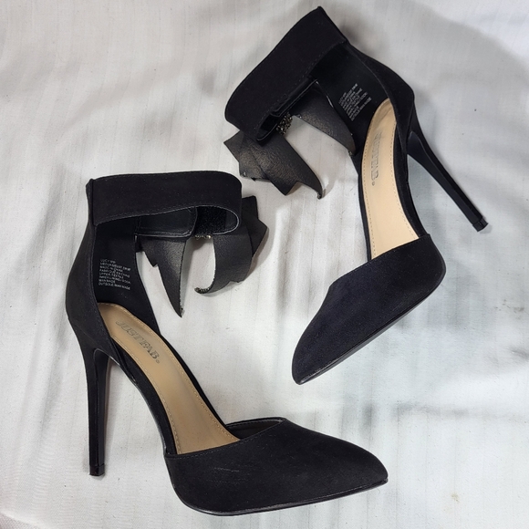 JustFab Lucy Black Pumps Heels SHOES Womens Size 7W Bling Bow Point Toe Just Fab - Picture 5 of 16